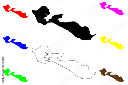 Re island (French Republic, France) map vector illustration, scribble sketch Ile de Ré, Rhe or Rhea map