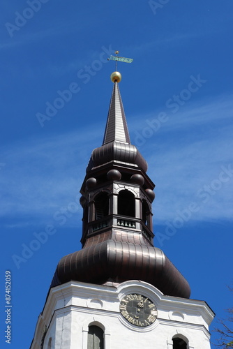 Copper topped spire of St Mary's Cathedral, Tallinn, Estonia