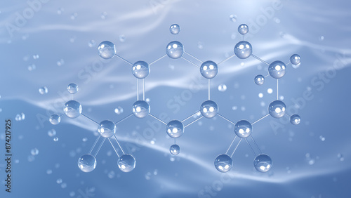 hydrochlorothiazide molecular structure, 3d model molecule, diuretic medication, structural chemical formula view from a microscope