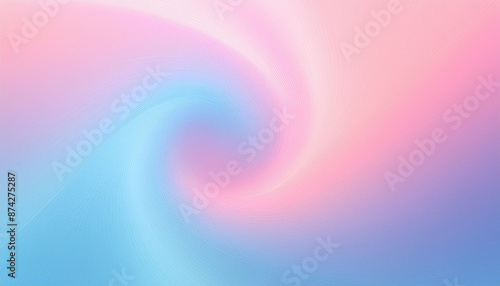 Dreamy pastel pink and blue hues in an abstract swirl gradient with grainy background noise texture, creating a calming backdrop. Ideal for design projects, digital art, or serene backgrounds.