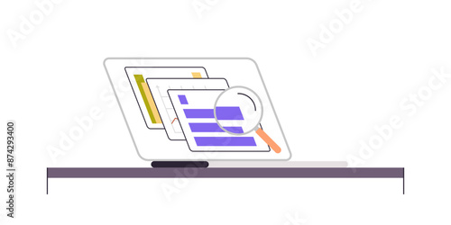 Comparing busines process, indicator performans metrics and measuring, testing analysis charts benchmarking concept flat vector illustration. 