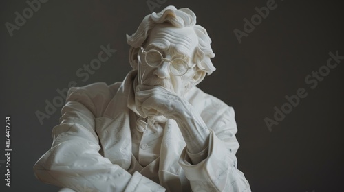 Marble portrait bust of influential Hungarian mathematician