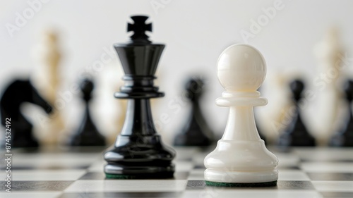 Chess pieces on chessboard ready for game