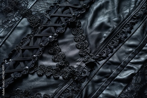 a minimalist poster of iconic goth fashion elements like lace and leather