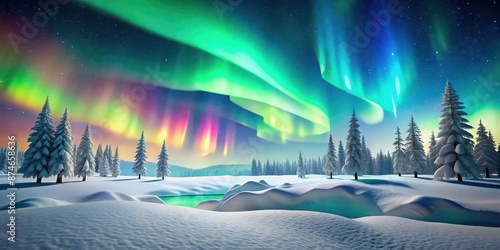 Paper craft art of vibrant auroras over a snowscape , paper craft, art, northern lights, auroras, paper, snowscape, vibrant