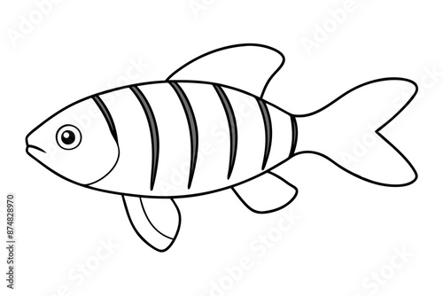 Banded rainbow fish line cut vector illustration.