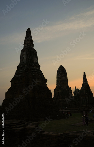 old ruins of Wat Chaiwatthanaram Ayutthaya Province, Thailand after being destroyed by the Burmese in 1767. Photo taken on January 14, 2024.