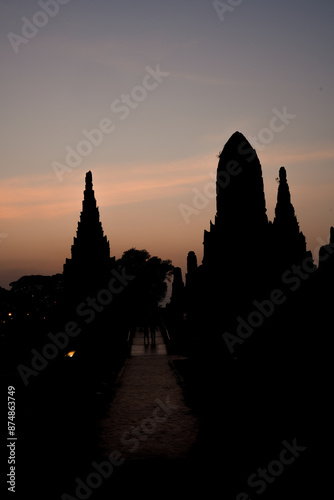 old ruins of Wat Chaiwatthanaram Ayutthaya Province, Thailand after being destroyed by the Burmese in 1767. Photo taken on January 14, 2024.