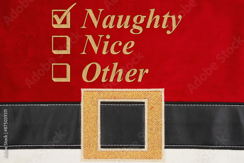 Naughty or Nice or Other checkbox for Christmas on Santa suit