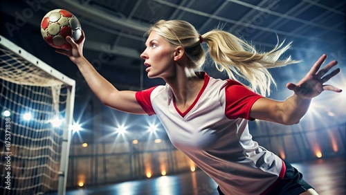 Blondine beim Handball