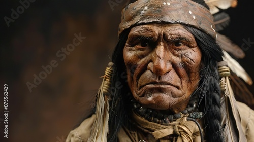  Chiricahua Apache warrior in Indian clothing and feathered headdress. 1909 .