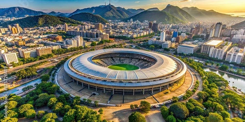 Aerial view of iconic Maracana Stadium in Rio De Janeiro, Brazil, Maracana Stadium, Rio de Janeiro