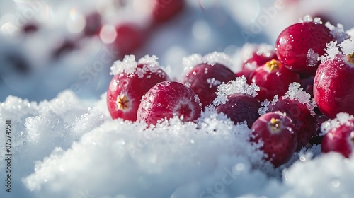 Vibrant Holiday Cheer - Fresh Cranberries in Snowy Wonderland