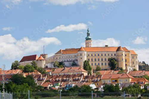 Mikulov Castle (Nikolsburg) in the Czech Republic. An 8th century Baroque castle in the South Moravian Region in the Czech Republic