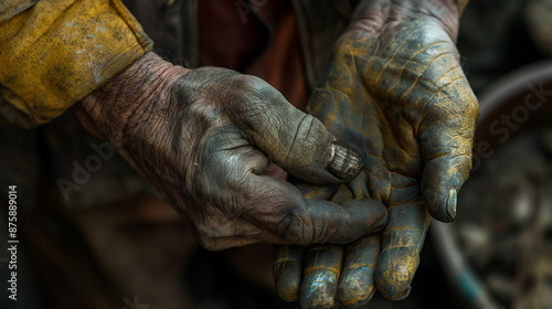 A close-up weathered hands, calloused from years of hard work. The image captures the essence of dedication and resilience