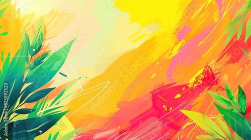 Abstract Colorful Foliage Digital Painting