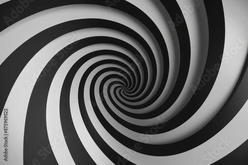 Abstract black and white hypnotic spiral circle