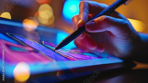 Digital Artist Using Stylus on Tablet.