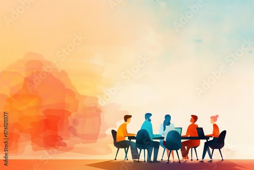 Group of businesspeople working together on a startup idea, startup team, entrepreneurship