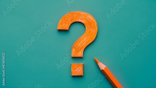 orange colour Question mark symbol on blue background with space for text in conceptual photo.