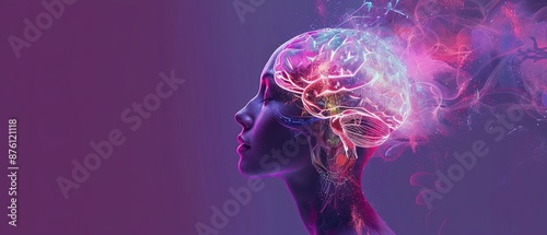 Human Brain - a Digital Artwork of a Thoughtful Woman