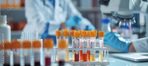 Scientist Testing Blood Samples for Biomarkers in Modern Lab for Mental Health Research