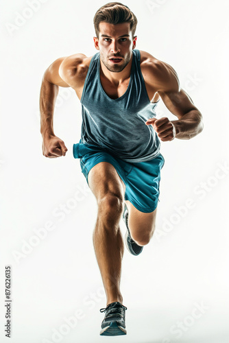 Muscular Man Running Towards Camera