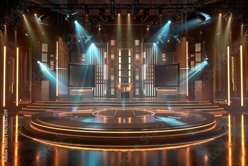 Huge TV show stage with beautiful lighting