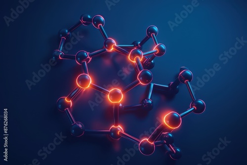a molecule is shown in the dark with glowing red lights