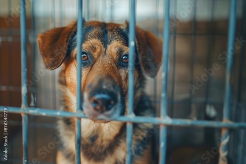 Abandoned dog in animal shelter