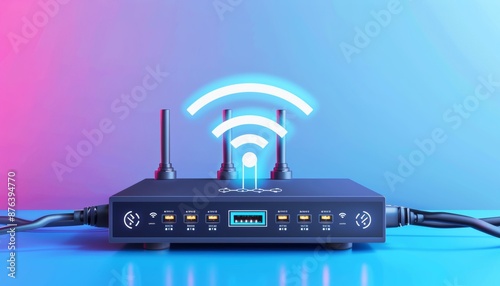 Ethernet cable connected to wireless router for internet access from service provider network