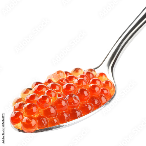 red caviar on spoon