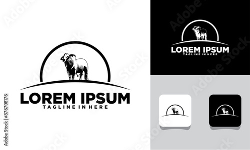 brahman cow logo icon set