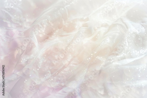 A pure white backdrop with a hint of shimmering mist and faint pastel hues, creating an ethereal and dreamy atmosphere