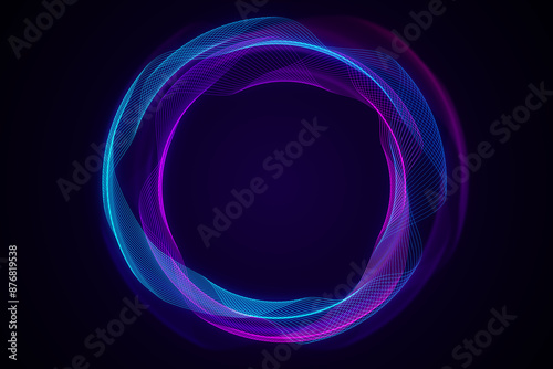 Creative digital tech circle on dark background. Big data and technology concept. 3D Rendering.