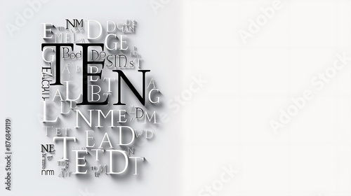 A white background with an illustrated design of the text "TEN AD nm" centered in the middle of the frame. The letters have clear and legible outlines against a pure color backdrop. They appear to be
