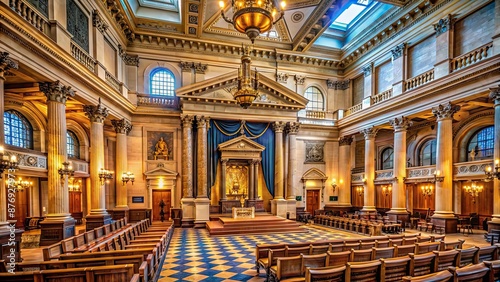 Ornate Masonic Temple in Philadelphia with intricate architectural details, Masonic, Temple, Philadelphia