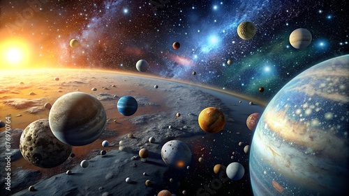 Planets and stars in the vastness of space create a beautiful and awe-inspiring scene.