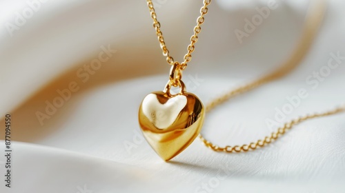 elegant gold heart pendant necklace best-seller on delicate chain displayed on soft white fabric