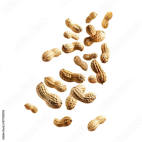 Delicious shelled peanuts falling, cut out