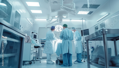 Chirurgien, médecin, docteur et équipe médicale en train d'opérer un patient malade dans la salle d'opération d'un hôpital en soin intensif