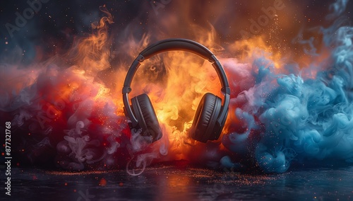 Immerse in intense music with Epic Headphones in a fiery smoke design. Feel the energy of the beats