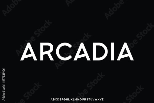 Modern decorative alphabet display font vector. Creative arcadia sans serif typeface