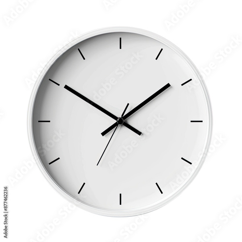 Modern white clock isolated on white background