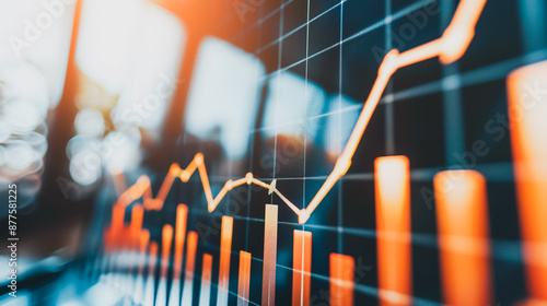 charts and graphs with statistics to innovation analyze business potential and forecast future development of companies growth.