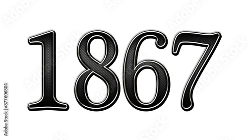 black metal 3d design of number 1867 on white background.
