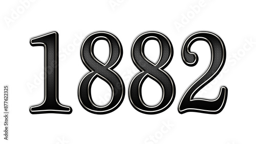 black metal 3d design of number 1882 on white background.