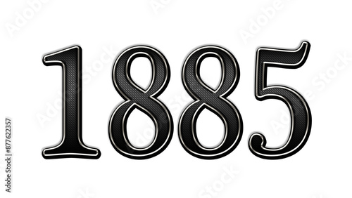 black metal 3d design of number 1885 on white background.