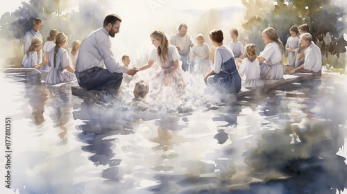 Jesus Christ was baptized in holy waters of Jordan River, significant biblical event in Christian religion recorded in Bible. jesus christ, river, baptism, water, religion, jordan, bible, christian.