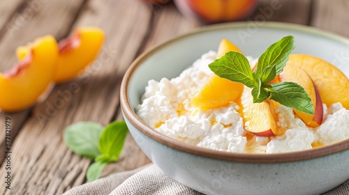 Food for convalescent patients, A serving of cottage cheese with a few pieces of soft fruit like peach slices